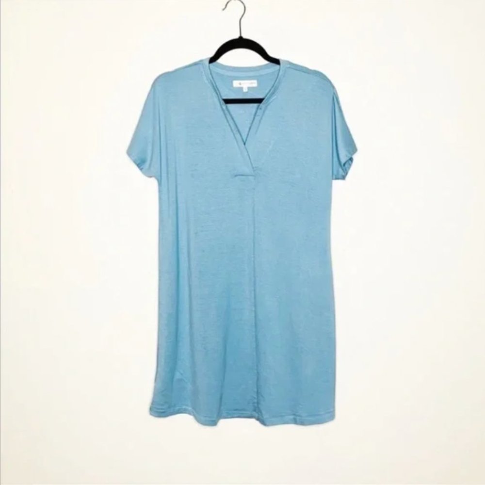 Lou & Grey | Blue V Neck Tee Shirt Dress Small